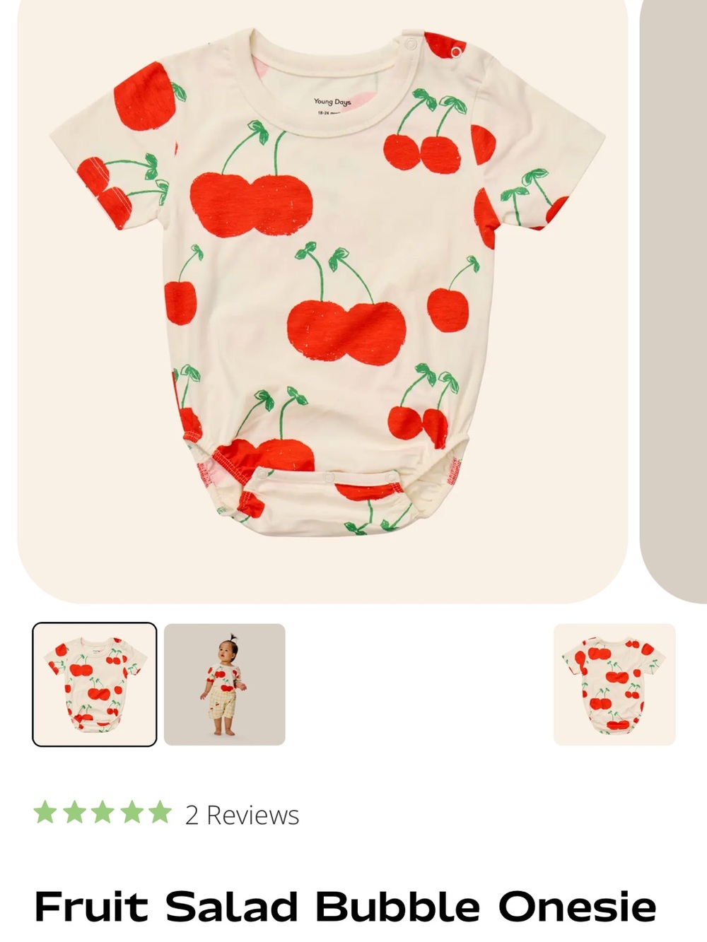Young days fruit salad bubble onsie